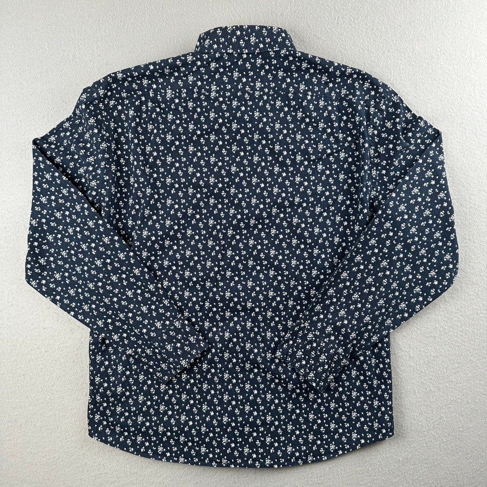 J.Crew Flex Washed Shirt Mens L Navy Blue Floral Slim Untucked BE212 Stretch - Picture 9 of 9